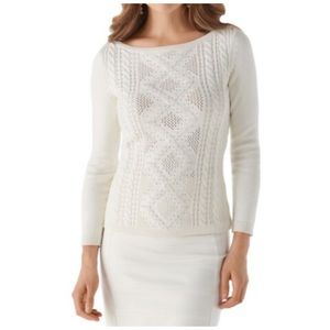 White House Black Market Embellished Cable Sweater